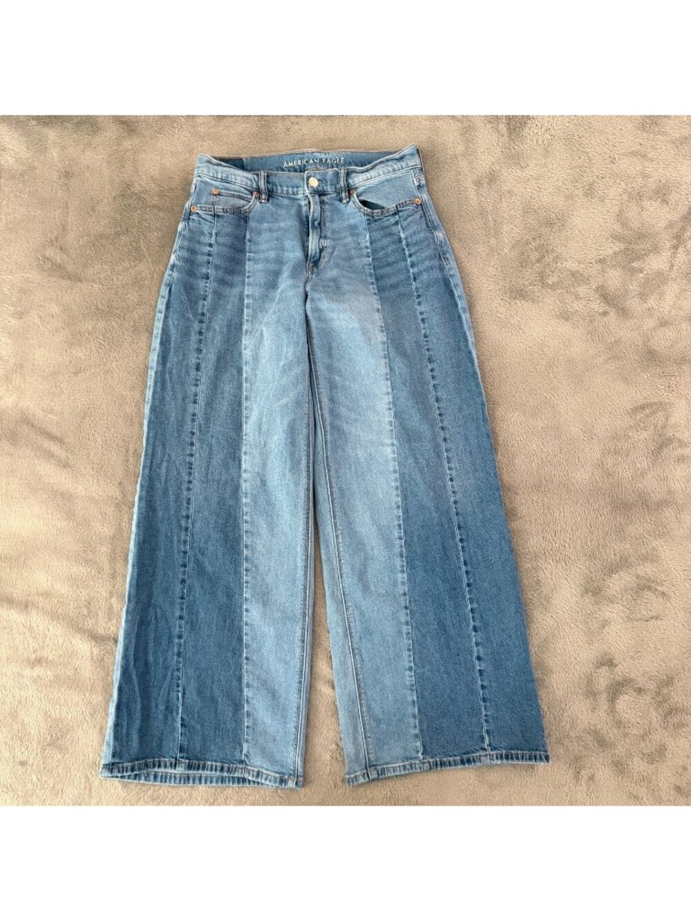 American Eagle Low Rise Ultra Wide Leg Jeans Patchwork 2 Regular